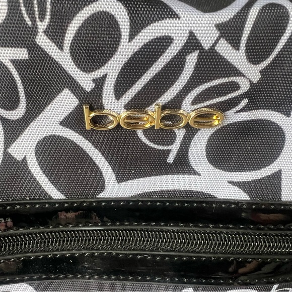 Bebe Carry On Bag Black White Logo Roller Giselle Duffle Luggage - Picture 15 of 15